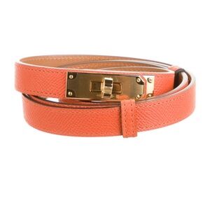 Hermes Kelly Orange Leather Belt